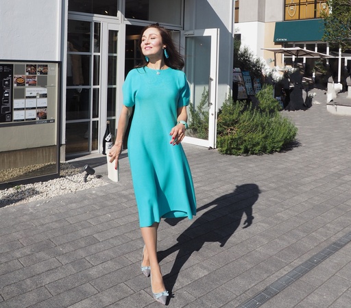 ''715264'' ReginaEve 100% Giza Cotton Puff Sleeve Flare Dress